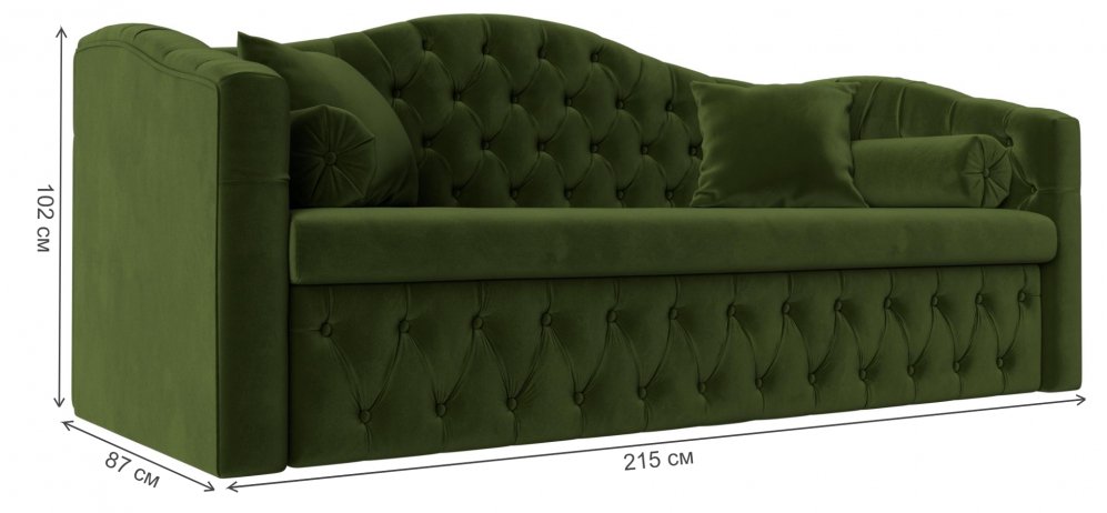 Диван Мечта зеленый микровельвет