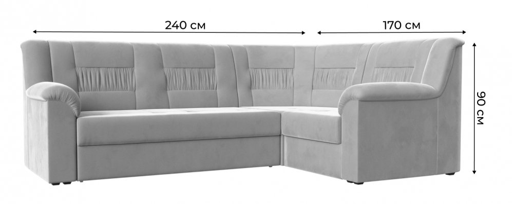 Диван угловой Терра-М правый серый велюр