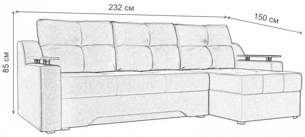 Диван угловой Сенатор правый желтый микровельвет