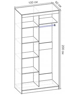 Шкаф-купе Риф 2 ШК.022.1000-28 вариант 3