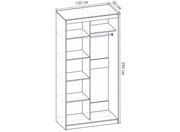 Шкаф-купе Риф 2 ШК.023.1300-28 вариант 3