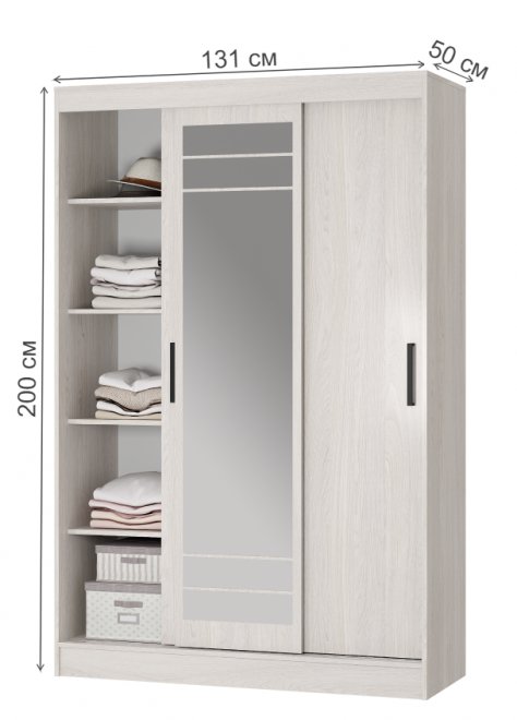 Шкаф-купе Тео ШКК-02 ясень белый