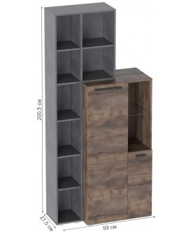 Книжный шкаф Глазго металл бруклин / таксония
