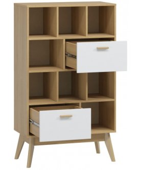 Книжный шкаф Калгари дуб натуральный светлый / белый матовый