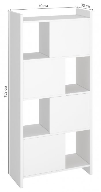 Стеллаж с дверцами 152 см белый