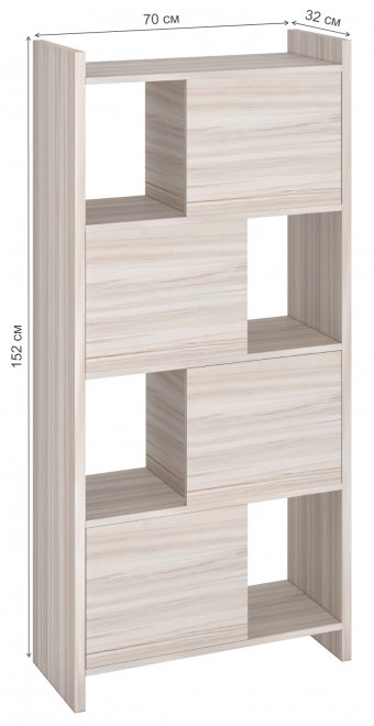 Стеллаж с дверцами 152 см карамель