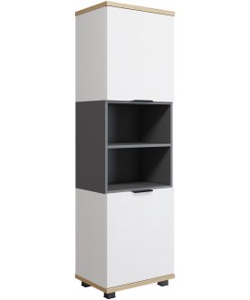Книжный шкаф Скайлайт СЛ-4К блэквуд ячменный / графит / белый / меренга