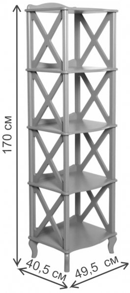 Стеллаж Заварин 4 серый ясень