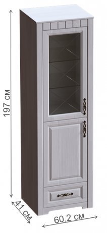 Шкаф-витрина Прованс левый бодега белая / патина премиум