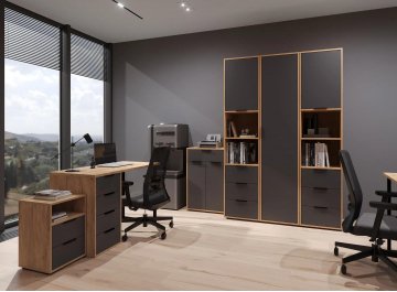 Комплект для кабинета Оптима ОП-111 дуб крафт золотой / графит комплектация 3