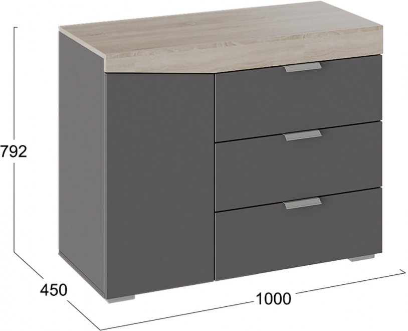Комод Тип 1 дуб сонома / графит серый