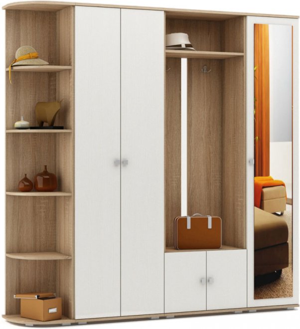 Модульная прихожая Тунис-4 дуб сонома / белый