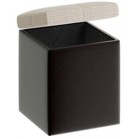 Пуф Домино кожзам темный / ткань светлая