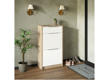 Тумба для обуви Фодик дуб сонома светлый / белая аляска