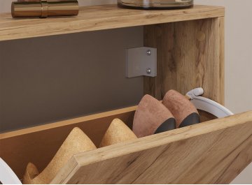 Тумба для обуви Калипсо подвесная дуб крафт золотой