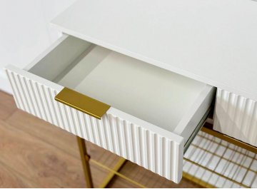 Тумба для обуви Классная 1 белое дерево / белый матовый / золото