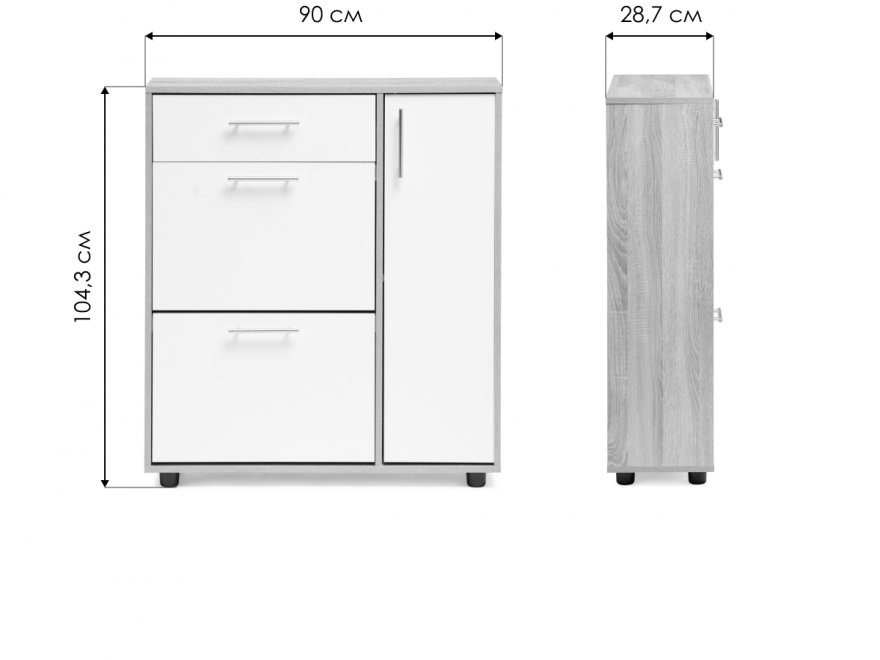 Обувница ТП-4 дуб сонома / белый  - Уцененный экземпляр