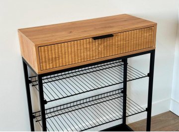 Тумба для обуви Вельвет дуб крафт золотой / акация светлая / черный муар