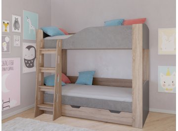 Двухъярусная кровать Астра 2 дуб сонома / железный камень