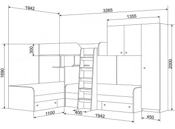 Двухъярусная кровать Трио/2