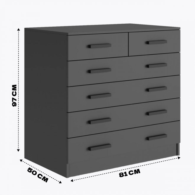 Комод Бостон 6 ящиков графит