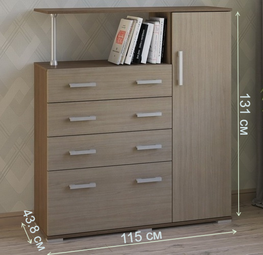 Комод Вента-9 ясень темный / ясень светлый правый