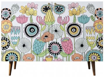 Детский комод Воаб с двумя дверками принт 3 / орех