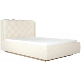 Двуспальная кровать Капелла №16 ПМ 160х200 эко кожа белая / туя светлая