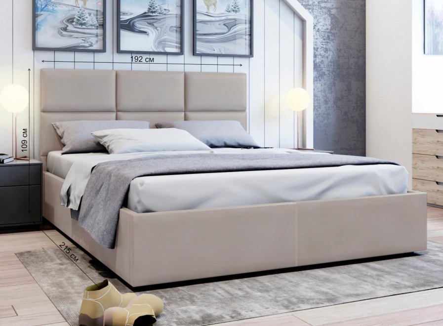 Двуспальная кровать Афродита-5 180x200 с ПМ серый велюр velutto 32