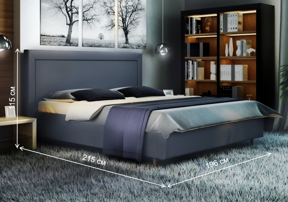 Двуспальная кровать Афродита-8-3 160x200 с ПМ велюр bingo grafit