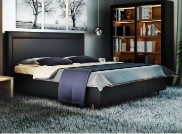 Двуспальная кровать Афродита-8-3 черная экокожа marvel black