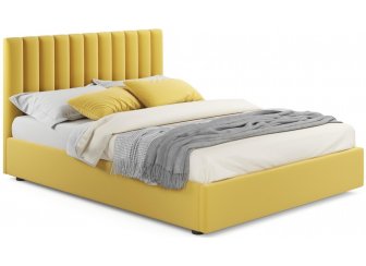 Двуспальная кровать Olivia 160х200 с ПМ желтый велюр