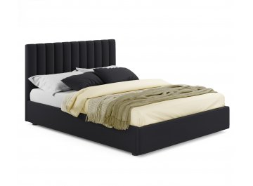 Двуспальная кровать Olivia 160х200 с ПМ бежевый велюр черный велюр