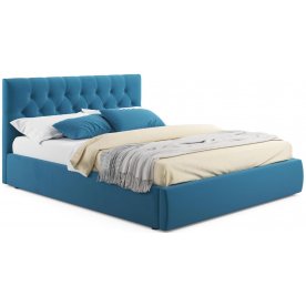 Двуспальная кровать Verona 160х200 с ПМ синий велюр