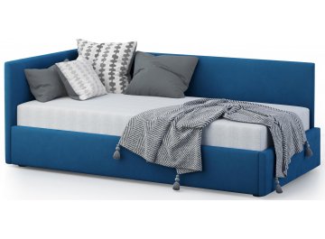 Детская кровать Каролина-2 80х200 с ПМ велюр bingo denim