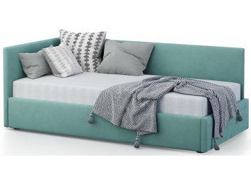 Детская кровать Каролина-2 80х200 с ПМ велюр bingo mint