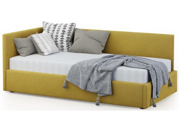 Детская кровать Каролина-2 80х200 с ПМ велюр bingo mustard