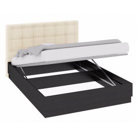 Кровать Токио с мягкой спинкой и подъемным механизмом СМ-131.13.002 140 см х 200 см венге цаво / светлая кожа