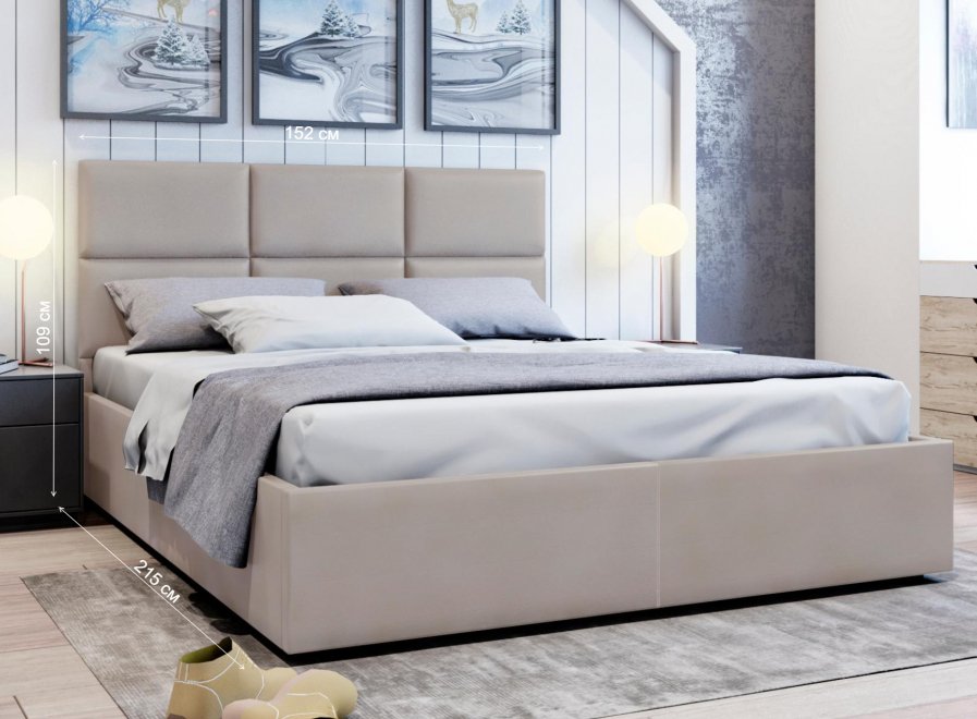 Полутораспальная кровать Афродита-5 140x200 с ПМ велюр bingo bone