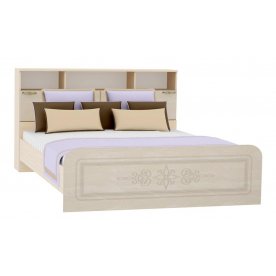 Кровать Фиеста-М КР-506 с прикроватным блоком 160х200 перламутровый глянец с матрасом