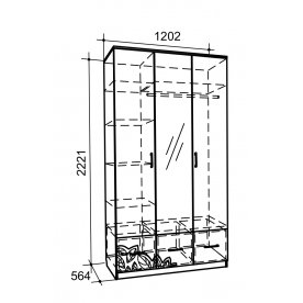 Шкаф трехстворчатый с ящиками Оливия венге / крем с патиной