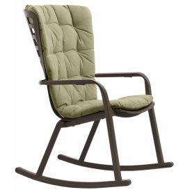 Кресло-качалка пластиковое с подушкой Folio табак / зеленый
