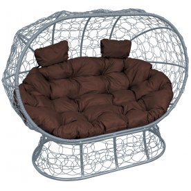 Диван из ротанга Лежебока серый / коричневый