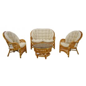 Комплект для отдыха Рузвельт 3+1 с круглым столом коньяк