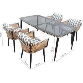 Обеденный комплект из ротанга Монте-Карло