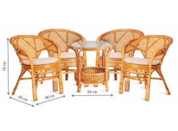 Обеденный комплект из ротанга Pelangi 02/15