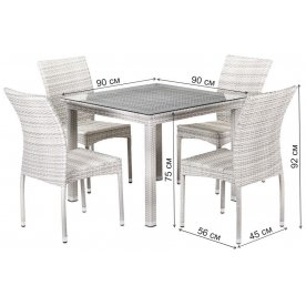 Обеденный комплект T257A/Y380-W85-90x90 4Pcs