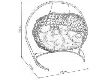 Подвесной диван Лежебока из ротанга