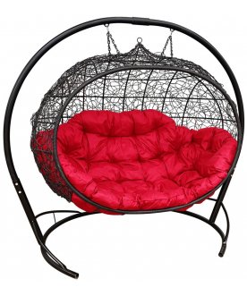 Подвесной диван Улей черный / красный