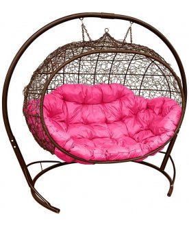 Подвесной диван Улей коричневый / розовый
